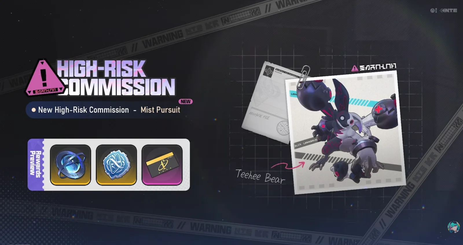 High-risk commission screen shown during the 1.1 livestream