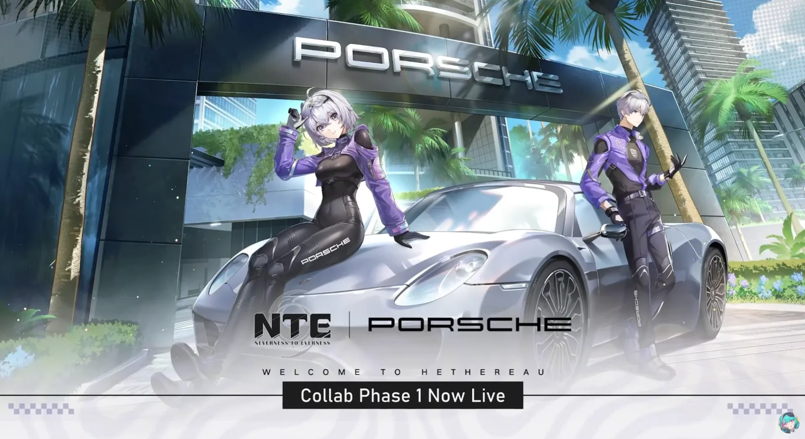 NTE x Porsche promotional image shown during the 1.1 livestream