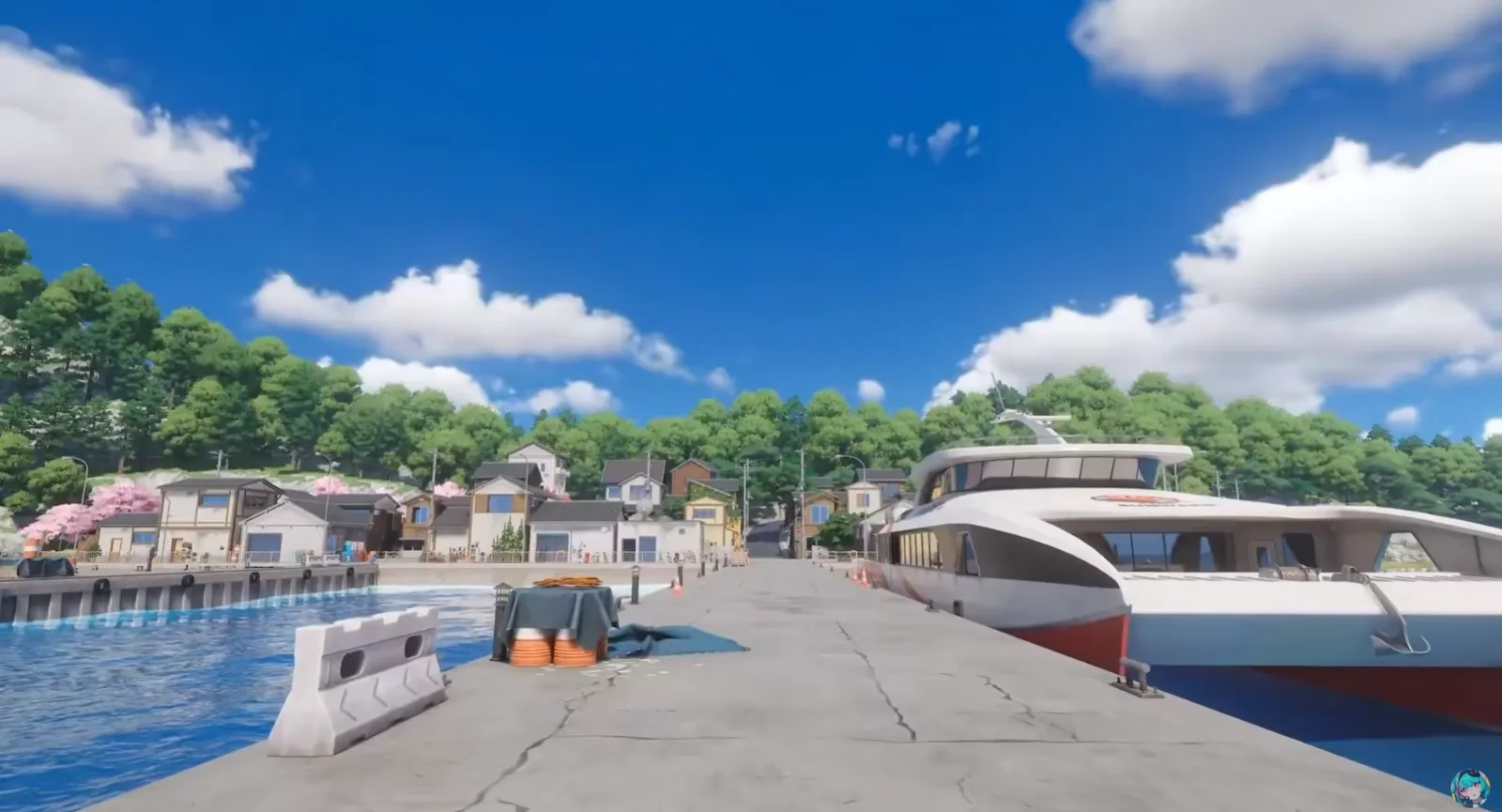 Sunward Island ferry dock shown in footage from the developer live stream