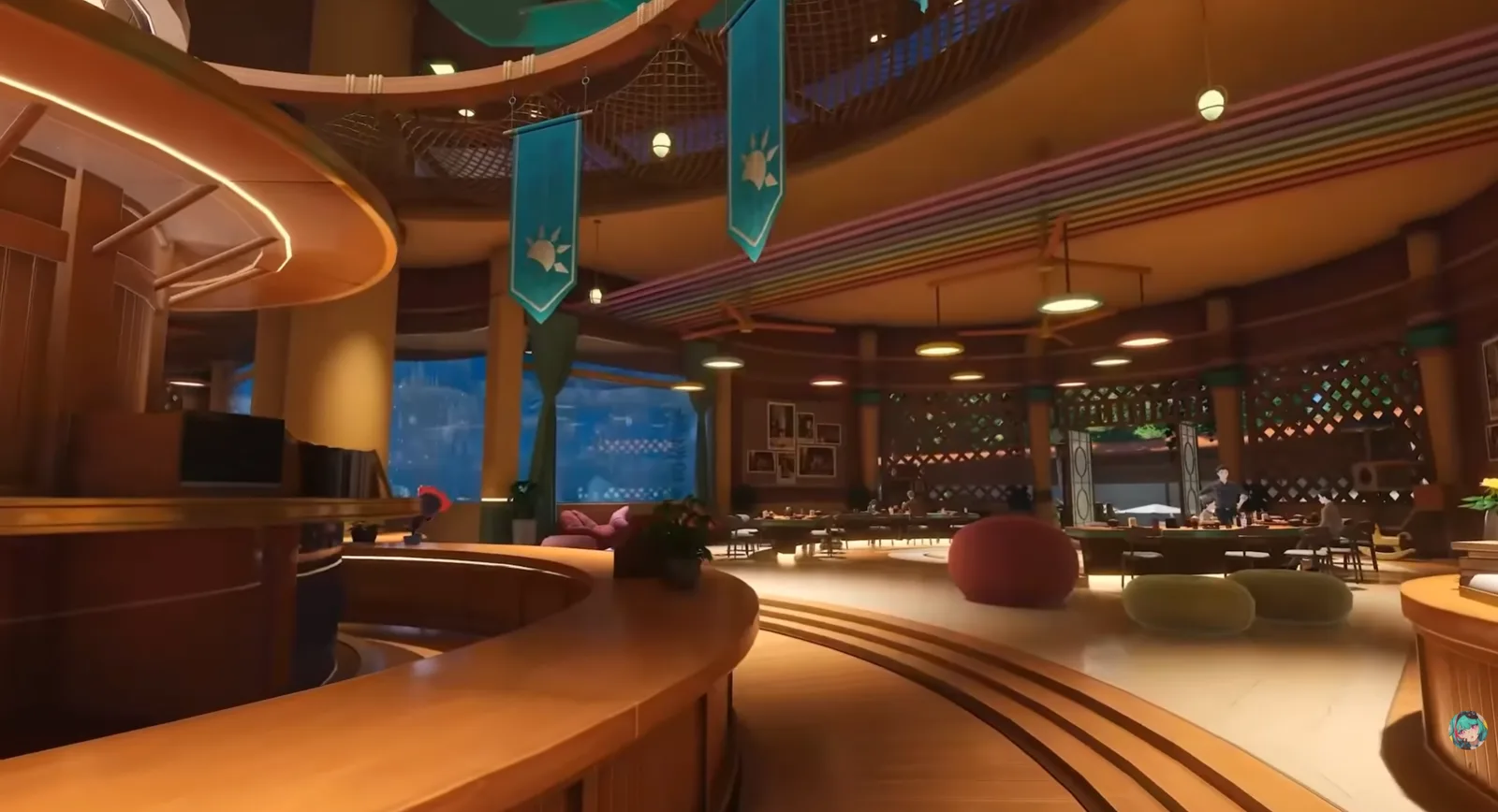Sunward Island resort interior shown in footage from the developer live stream